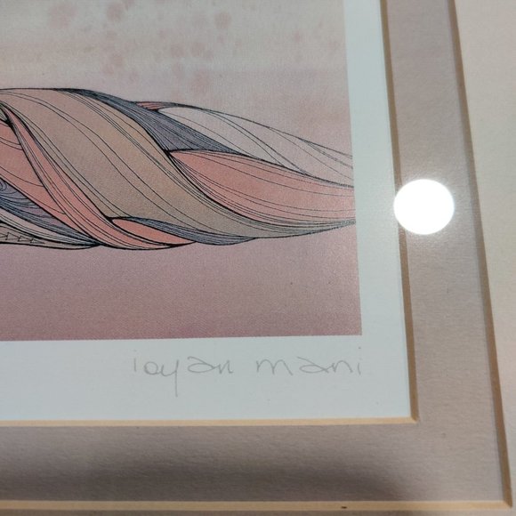 Ioyan Mani Watercolor "NIGHT'S PROTECTION" Pencil Tilted 13X15" Signed & Framed - Picture 3 of 8